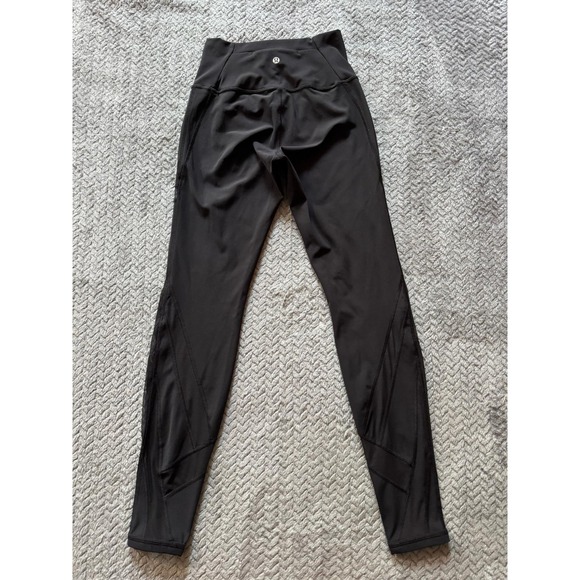 Lululemon Womens Black High Rise‎ Mesh Panel Leggings Size 6 - Picture 1 of 9